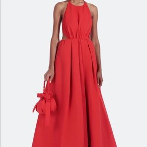 NWT STAUD Georgina Halterneck Dress in Pointsetta